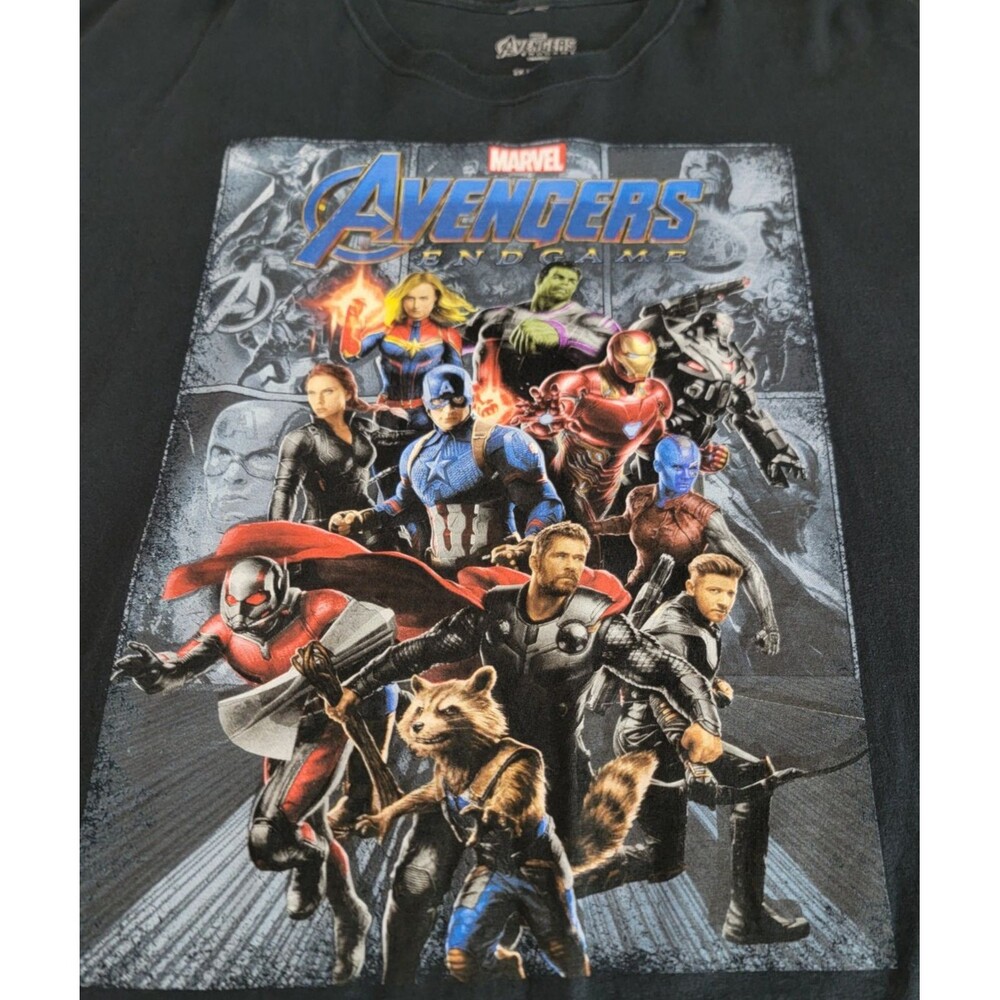 Marvel Avengers Endgame Graphic T Shirt Mens 2X Black 100% Cotton Superhero Tee